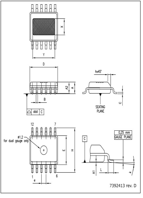 Mechanical Drawing - STMicroelectronics IPS161H Single High-Side Switches
